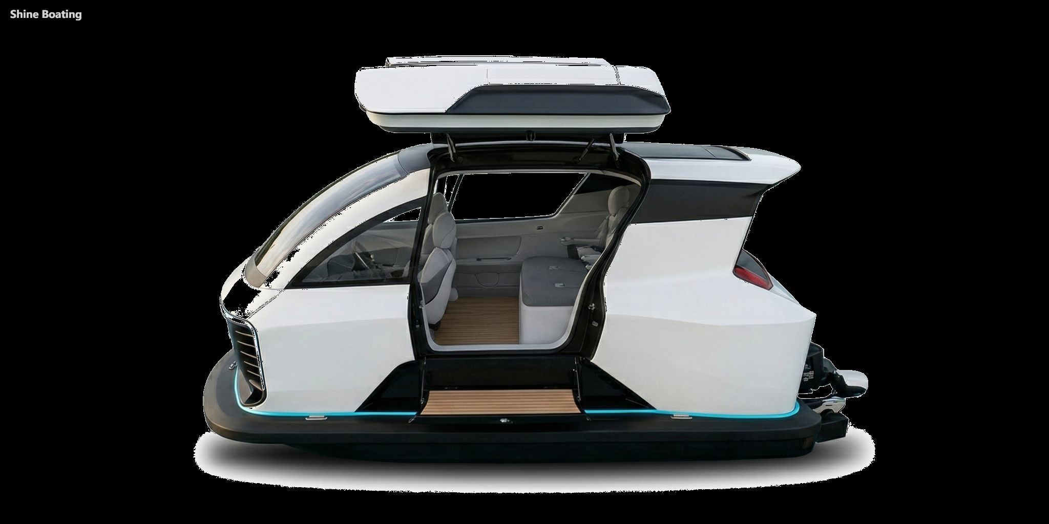 SW05 Electric Duck Wing Boat Side View Vue latérale du bateau électrique Duck Wing SW05 de 4,96 m avec cabine passagers spacieuse