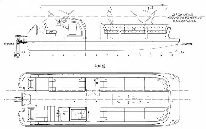 Bateau touristique &eacute;lectrique de 9 m (bateau ponton) (4)